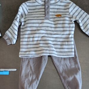 Bon Bebe Gray and White Striped Kids Matching Set